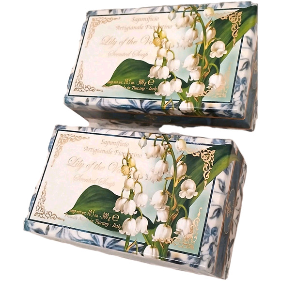 2 Bars of Luxury Italian Soap LILLY OF THE VALLEY italy Luxe Spa Bath GIft Box - Picture 8 of 16